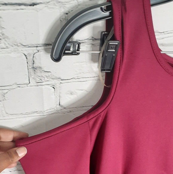 NEW 12 Ashley Stewart Burgundy Cutout Dress - Picture 5 of 8